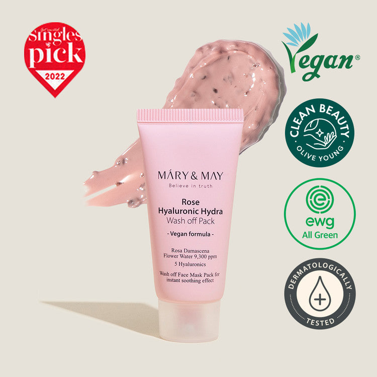 MARY & MAY | MINI Rose Hyaluronic Hydra maska za izpiranje