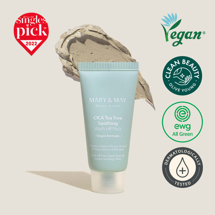 MARY &amp; MAY | Mini pomirjujoča maska za izpiranje Cica Tea Tree